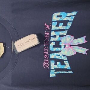 Simply Southern Long Sleeve Navy T-Shirt, "Blessed to be a Teacher", Large-New